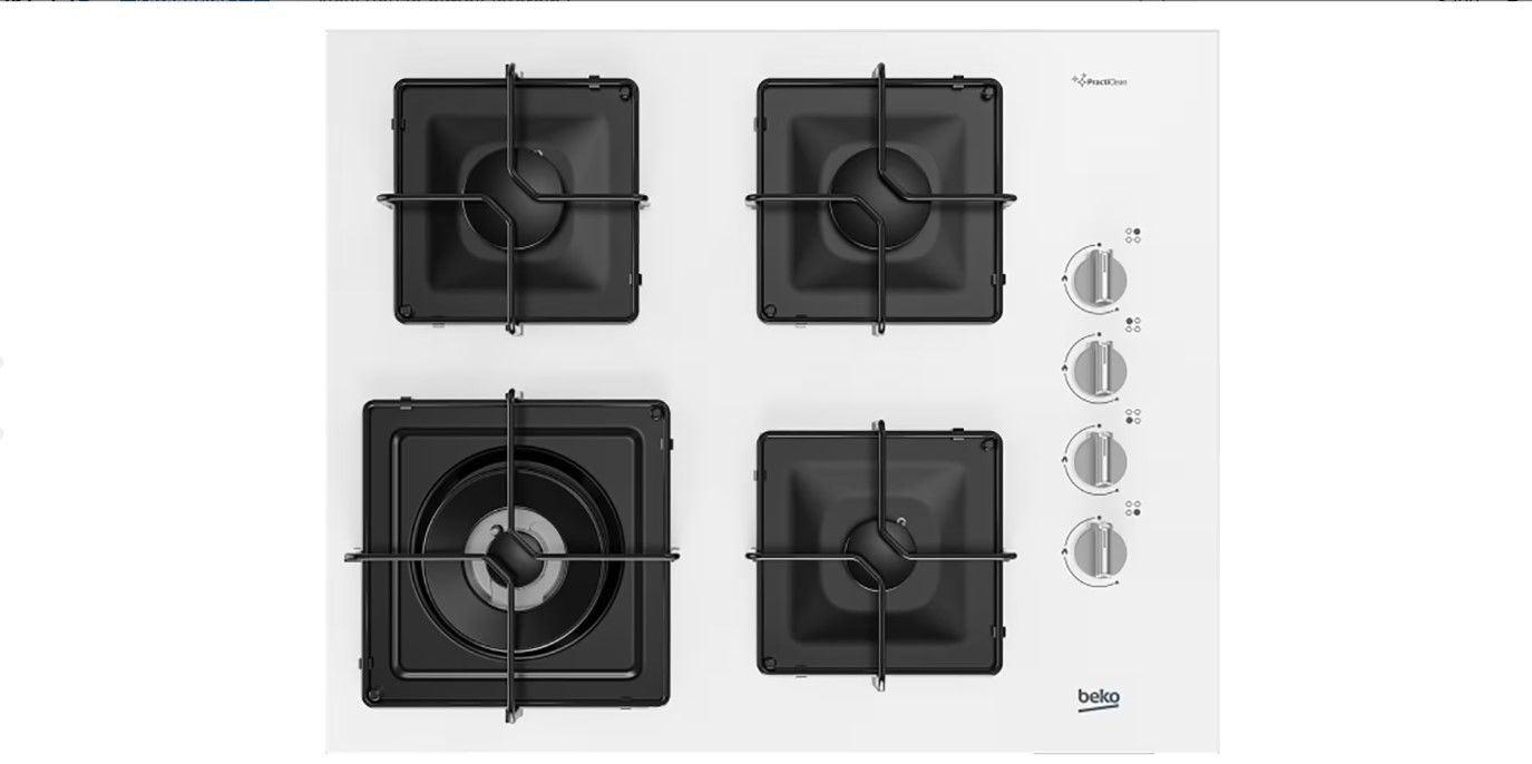 Beko BOCD K 6510 EWB Wok Gözlü Beyaz Cam Ankastre Ocak